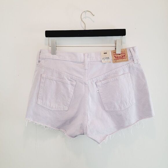 Levi's 501 High Waist HighRise Button Fly  Front Raw Hem Denim Short NWT Size 33 - Picture 3 of 12